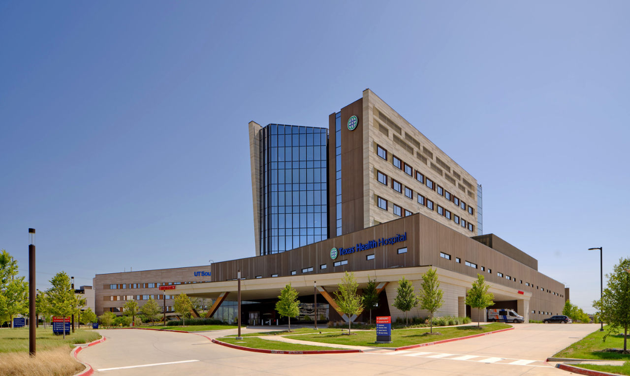 A hospital and driveway